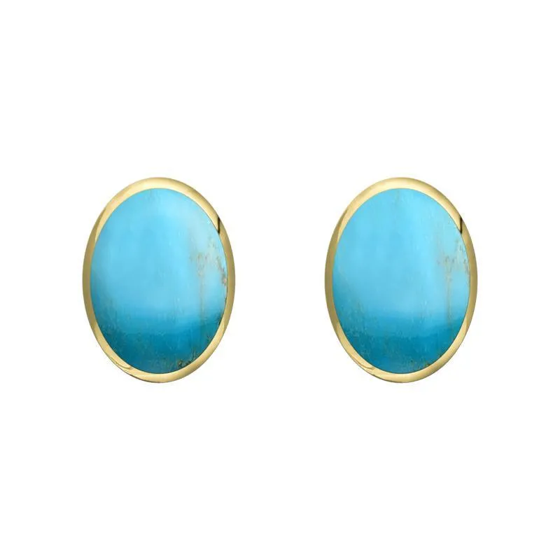 9ct Yellow Gold Turquoise 7 x 5mm Classic Small Oval Stud Earrings sold by Jura Watches