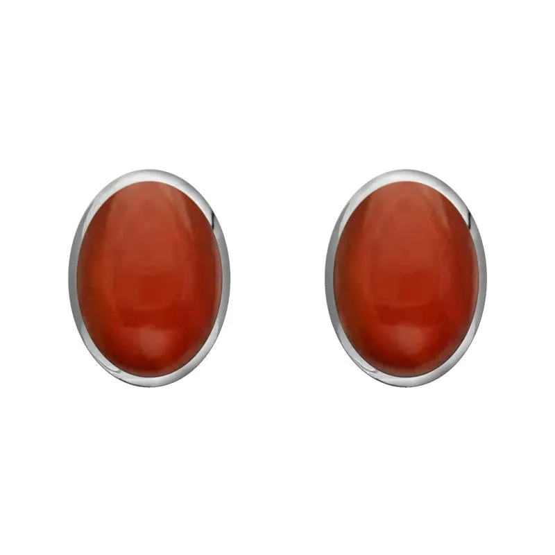 Sterling Silver Carnelian 8 x 6mm Classic Medium Oval Stud Earrings sold by Jura Watches