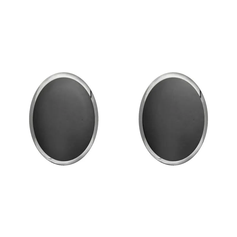 Sterling Silver Hematite 8 x 6mm Classic Medium Oval Stud Earrings sold by Jura Watches
