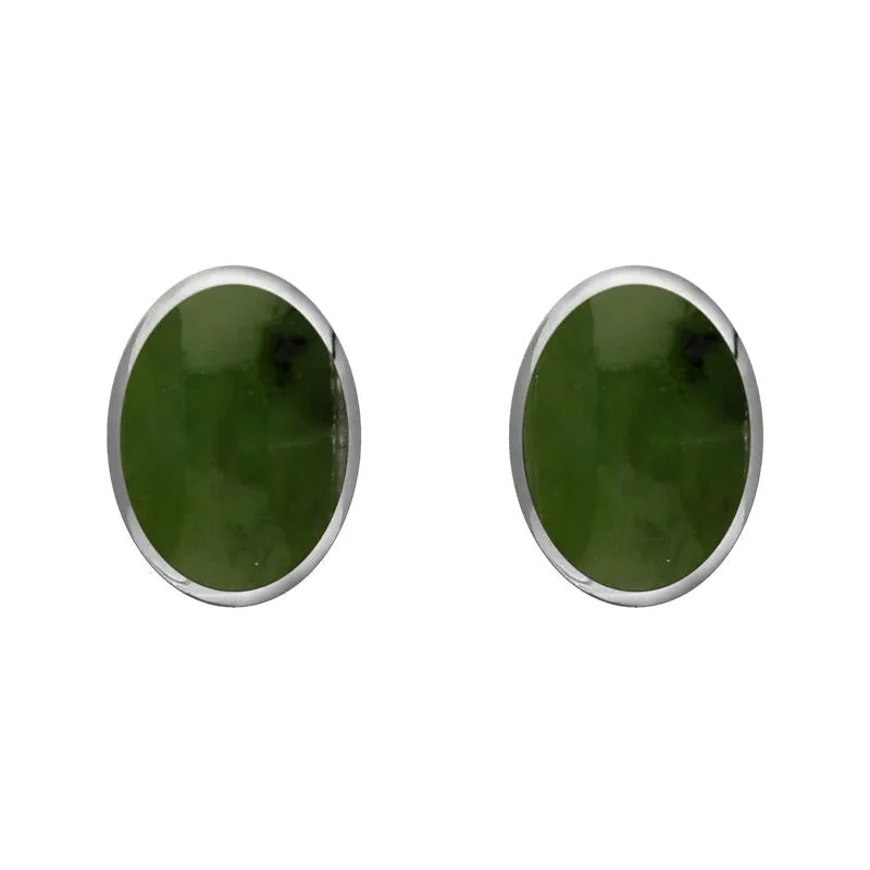 Sterling Silver Jade 8 x 6mm Classic Medium Oval Stud Earrings sold by Jura Watches