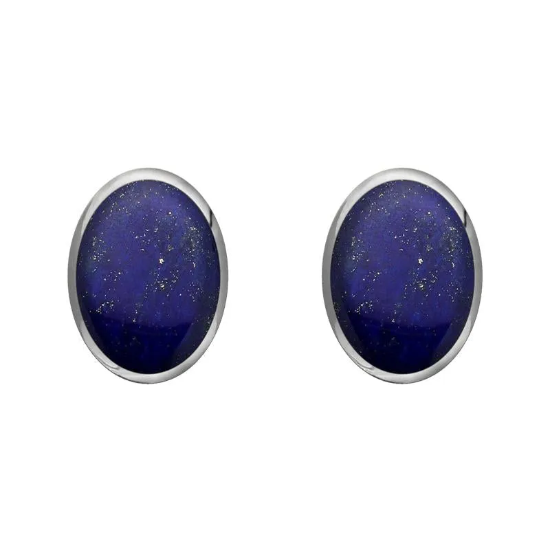Sterling Silver Lapis Lazuli 8 x 6mm Classic Medium Oval Stud Earrings sold by Jura Watches
