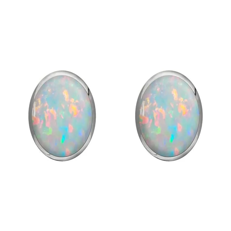 Sterling Silver Opal 8 x 6mm Classic Medium Oval Stud Earrings sold by Jura Watches