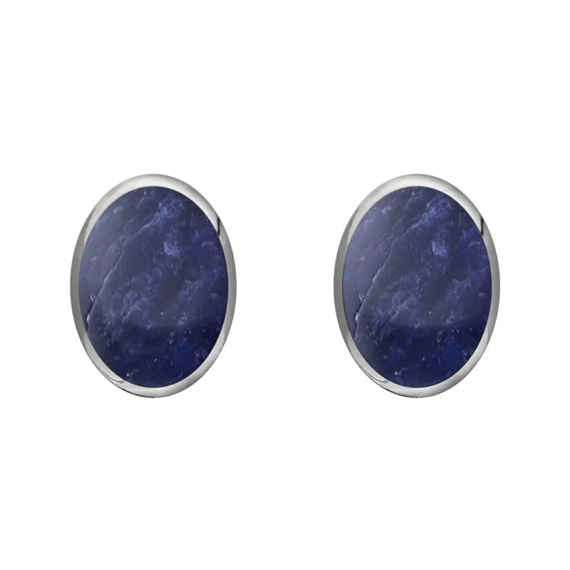 Sterling Silver Sodalite 8 x 6mm Classic Medium Oval Stud Earrings sold by Jura Watches