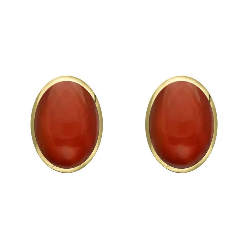 9ct Yellow Gold Carnelian 8 x 6mm Classic Medium Oval Stud Earrings sold by Jura Watches
