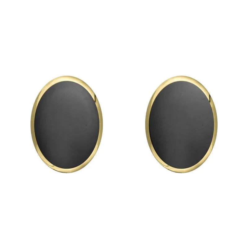 9ct Yellow Gold Hematite 8 x 6mm Classic Medium Oval Stud Earrings sold by Jura Watches