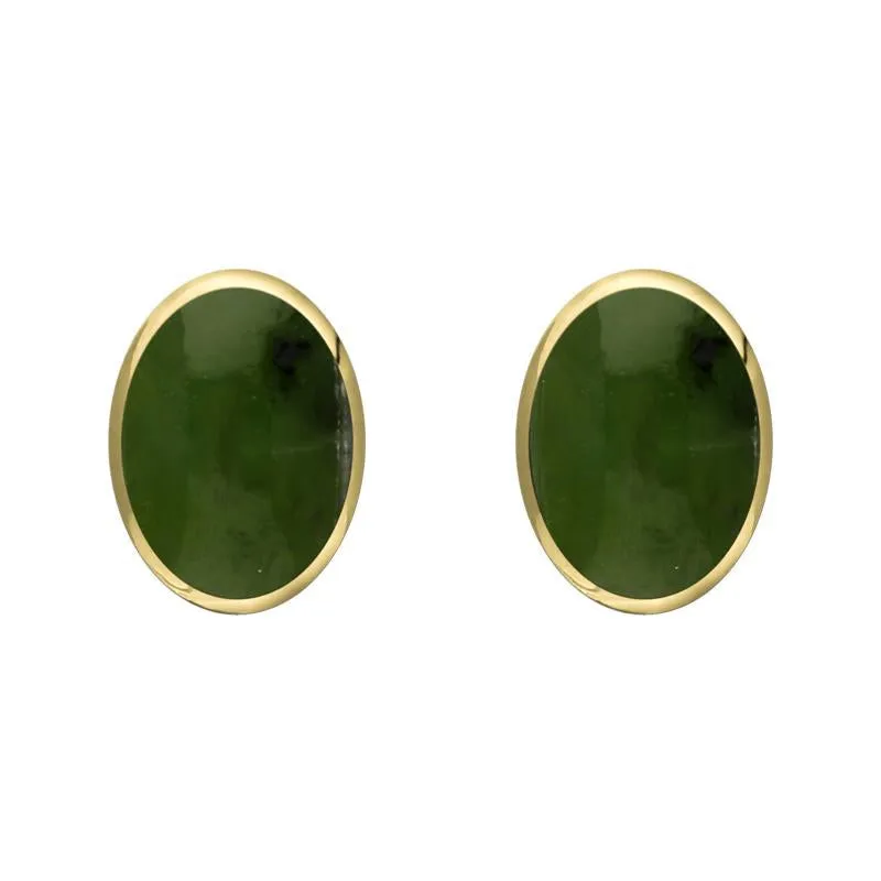 9ct Yellow Gold Jade 8 x 6mm Classic Medium Oval Stud Earrings sold by Jura Watches