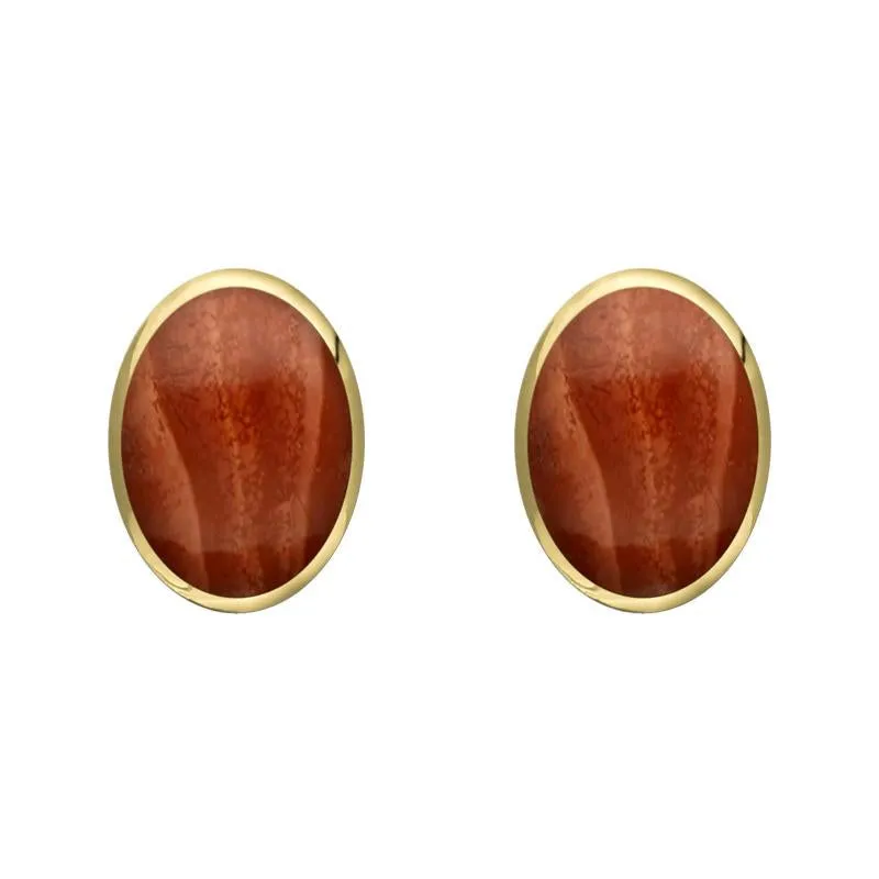 9ct Yellow Gold Jasper 8 x 6mm Classic Medium Oval Stud Earrings sold by Jura Watches