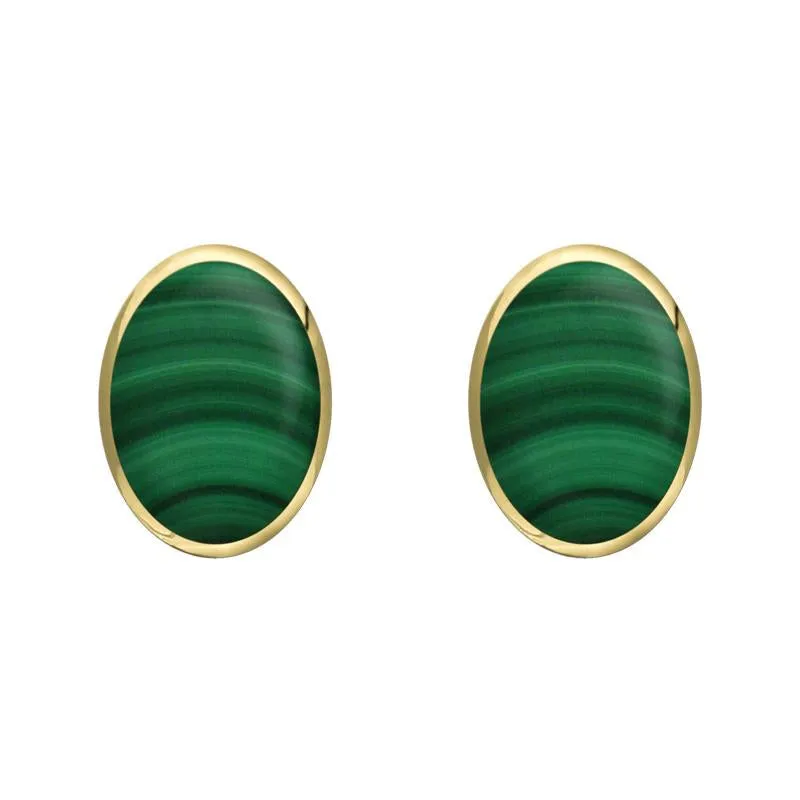 9ct Yellow Gold Malachite 8 x 6mm Classic Medium Oval Stud Earrings sold by Jura Watches