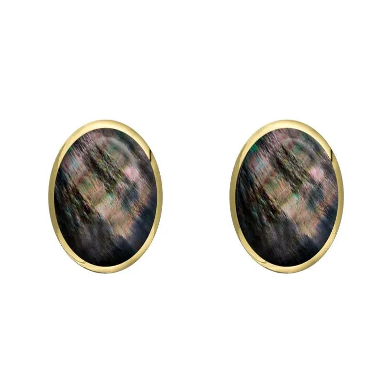 9ct Yellow Gold Dark Mother of Pearl 8 x 6mm Classic Medium Oval Stud Earrings sold by Jura Watches