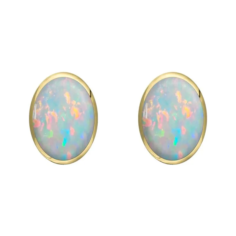 9ct Yellow Gold Opal 8 x 6mm Classic Medium Oval Stud Earrings sold by Jura Watches