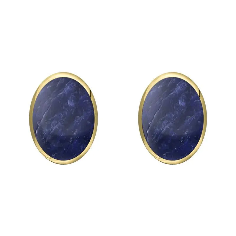 9ct Yellow Gold Sodalite 8 x 6mm Classic Medium Oval Stud Earrings sold by Jura Watches