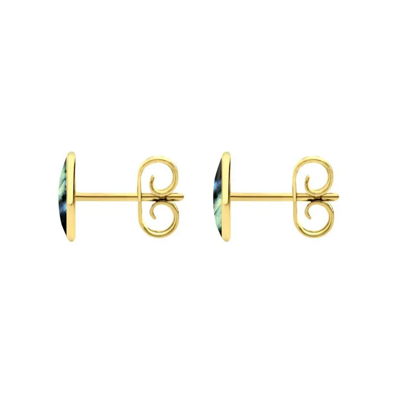 9ct Yellow Gold Spectrolite 8 x 6mm Classic Medium Oval Stud Earrings sold by Jura Watches product image thumbnail 2