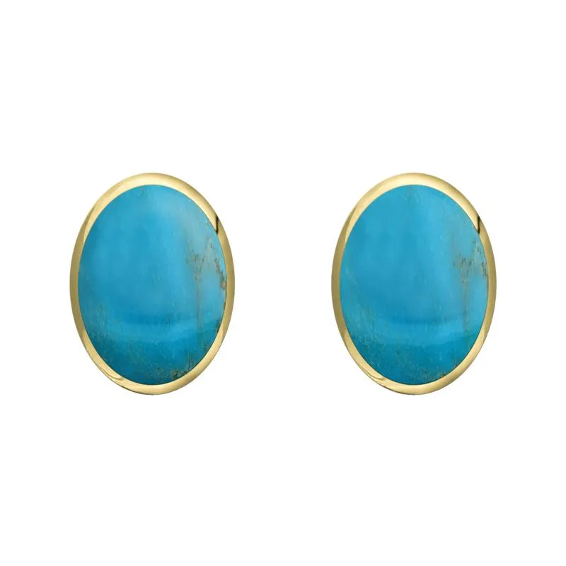 9ct Yellow Gold Turquoise 8 x 6mm Classic Medium Oval Stud Earrings sold by Jura Watches