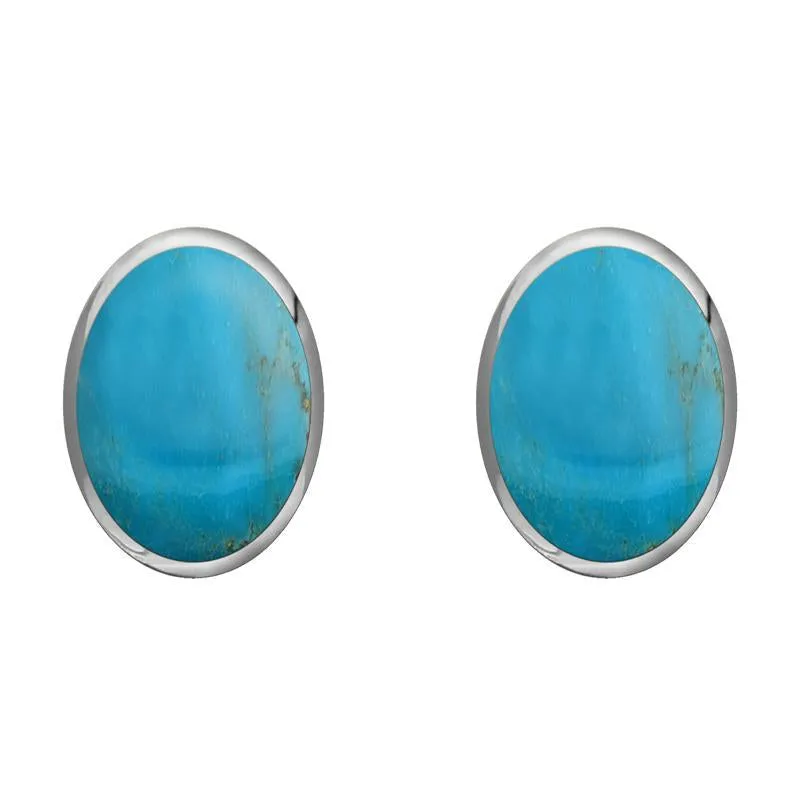 Sterling Silver Turquoise 8 x 10mm Classic Large Oval Stud Earrings sold by Jura Watches