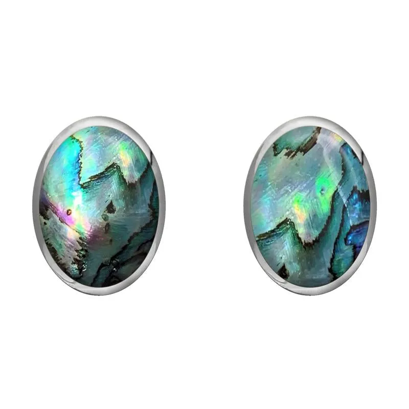 Sterling Silver Abalone 8 x 10mm Classic Large Oval Stud Earrings sold by Jura Watches