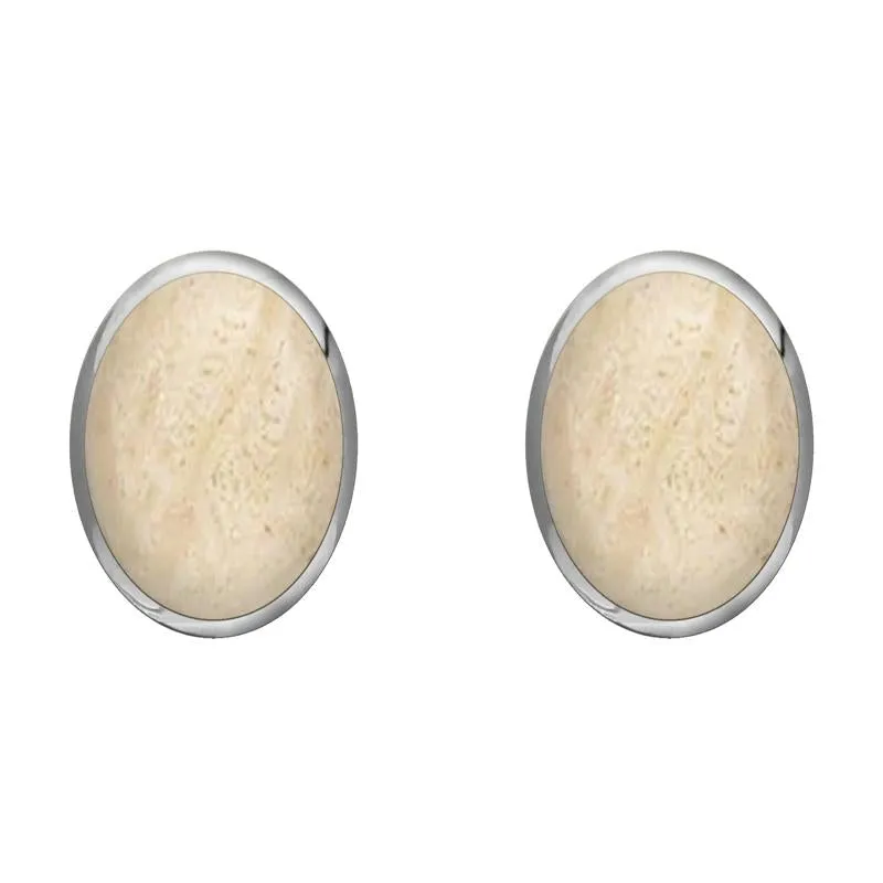 Sterling Silver Coquina 8 x 10mm Classic Large Oval Stud Earrings sold by Jura Watches