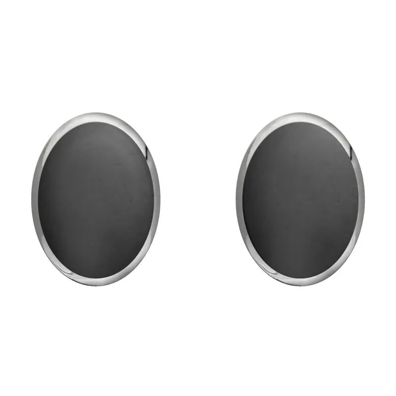 Sterling Silver Hematite 8 x 10mm Classic Large Oval Stud Earrings sold by Jura Watches