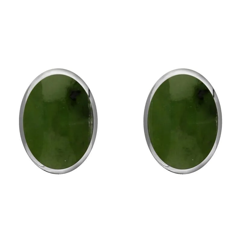 Sterling Silver Jade 8 x 10mm Classic Large Oval Stud Earrings sold by Jura Watches