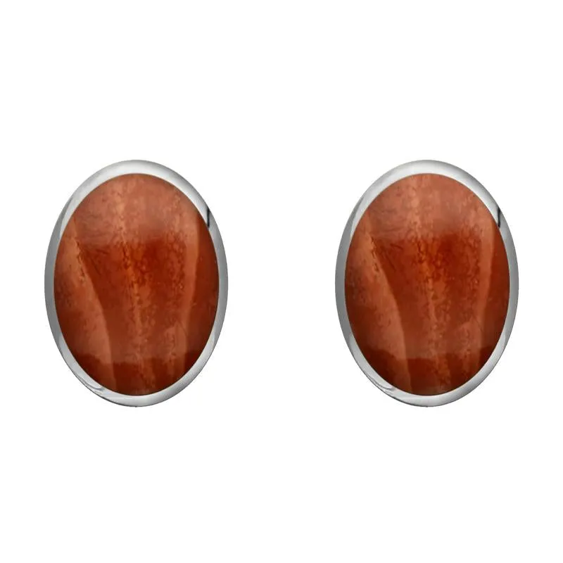 Sterling Silver Jasper 8 x 10mm Classic Large Oval Stud Earrings sold by Jura Watches