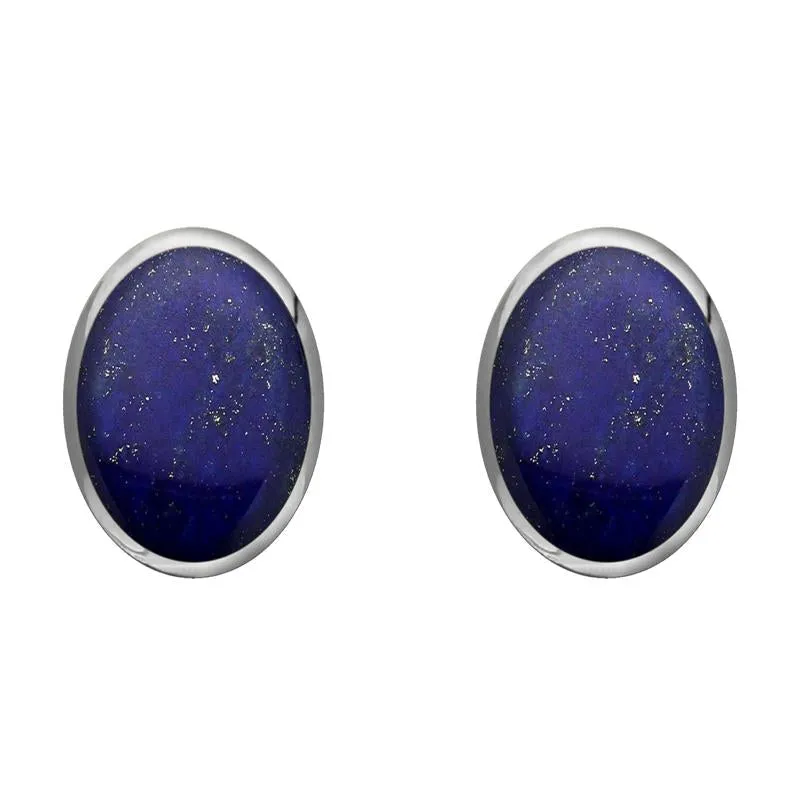 Sterling Silver Lapis Lazuli 8 x 10mm Classic Large Oval Stud Earrings sold by Jura Watches