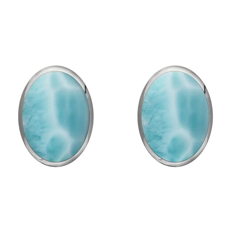 Sterling Silver Larimar 8 x 10mm Classic Large Oval Stud Earrings sold by Jura Watches