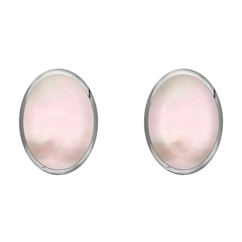 Sterling Silver Pink Mother of Pearl 8 x 10mm Classic Large Oval Stud Earrings sold by Jura Watches