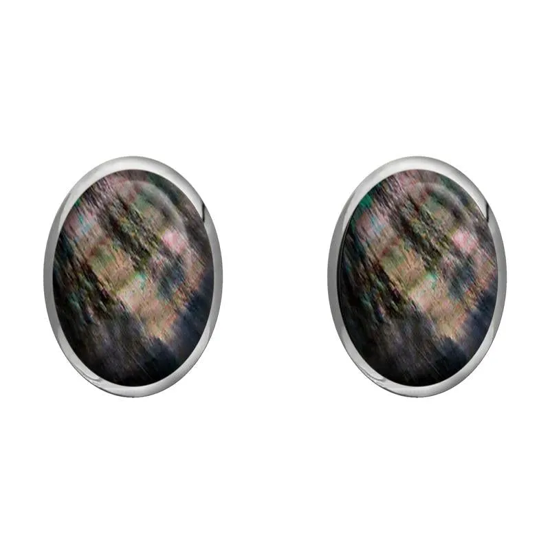 Sterling Silver Dark Mother of Pearl 8 x 10mm Classic Large Oval Stud Earrings sold by Jura Watches