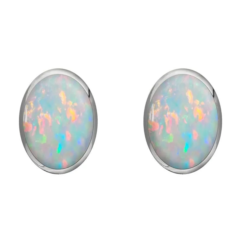 Sterling Silver Opal 8 x 10mm Classic Large Oval Stud Earrings sold by Jura Watches
