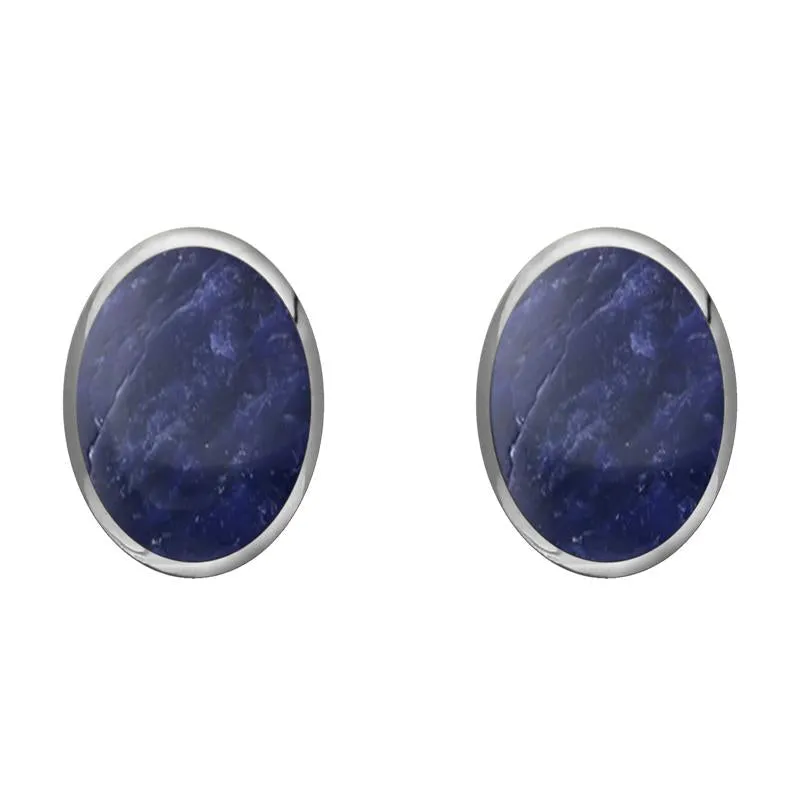 Sterling Silver Sodalite 8 x 10mm Classic Large Oval Stud Earrings sold by Jura Watches