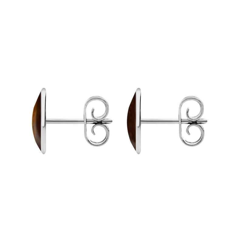 Sterling Silver Tigers Eye 8 x 10mm Classic Large Oval Stud Earrings sold by Jura Watches product image thumbnail 2