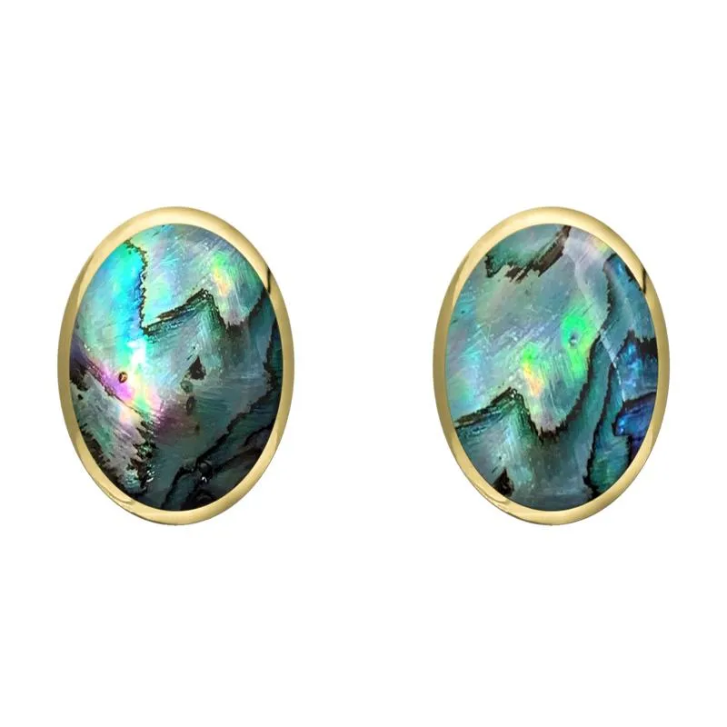 9ct Yellow Gold Abalone 8 x 10mm Classic Large Oval Stud Earrings sold by Jura Watches