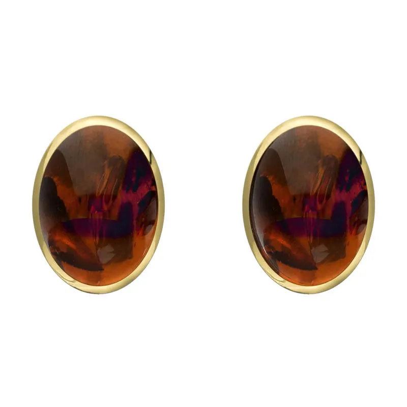 9ct Yellow Gold Amber 8 x 10mm Classic Large Oval Stud Earrings sold by Jura Watches