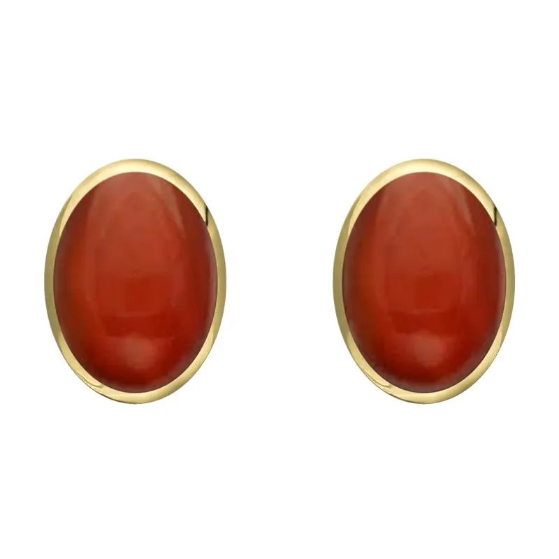 9ct Yellow Gold Carnelian 8 x 10mm Classic Large Oval Stud Earrings sold by Jura Watches