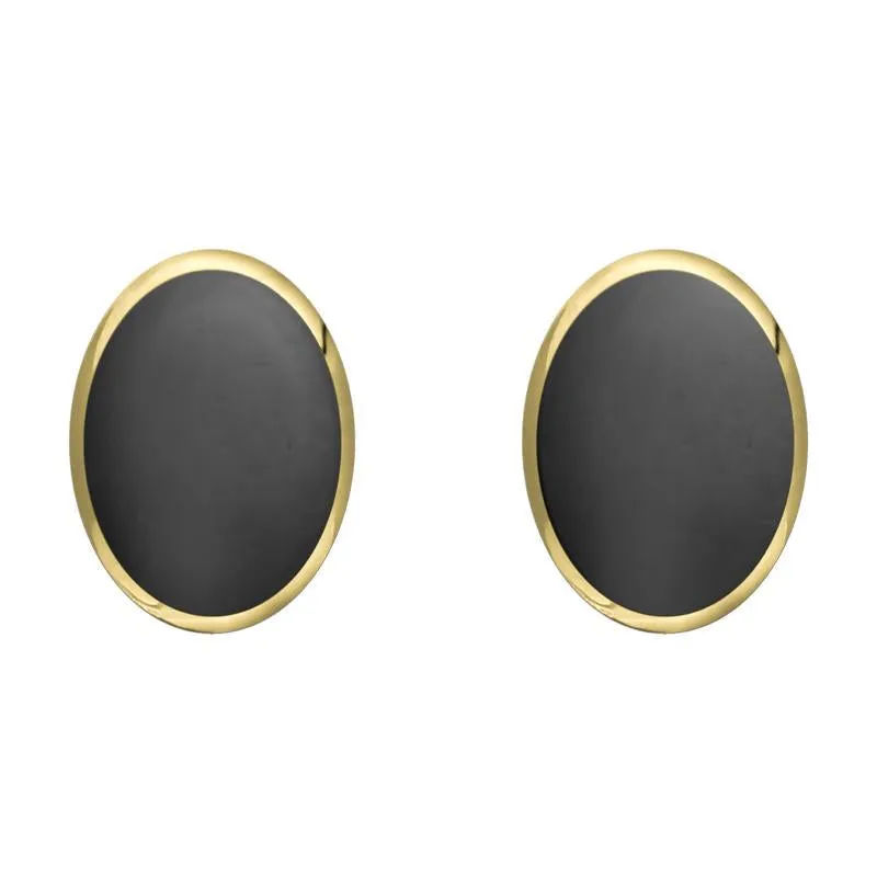 9ct Yellow Gold Hematite 8 x 10mm Classic Large Oval Stud Earrings sold by Jura Watches