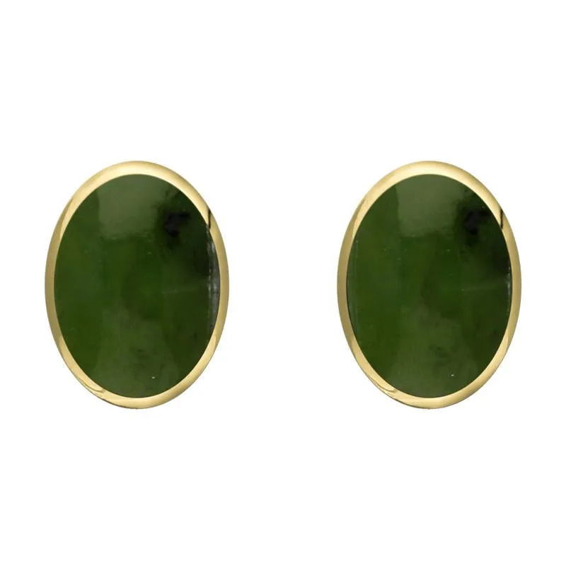 9ct Yellow Gold Jade 8 x 10mm Classic Large Oval Stud Earrings sold by Jura Watches