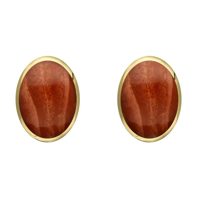 9ct Yellow Gold Jasper 8 x 10mm Classic Large Oval Stud Earrings sold by Jura Watches