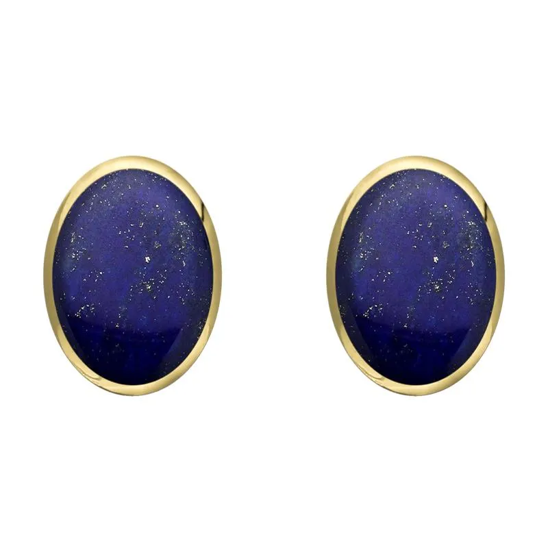 9ct Yellow Gold Lapis Lazuli 8 x 10mm Classic Large Oval Stud Earrings sold by Jura Watches