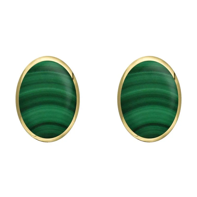 9ct Yellow Gold Malachite 8 x 10mm Classic Large Oval Stud Earrings sold by Jura Watches