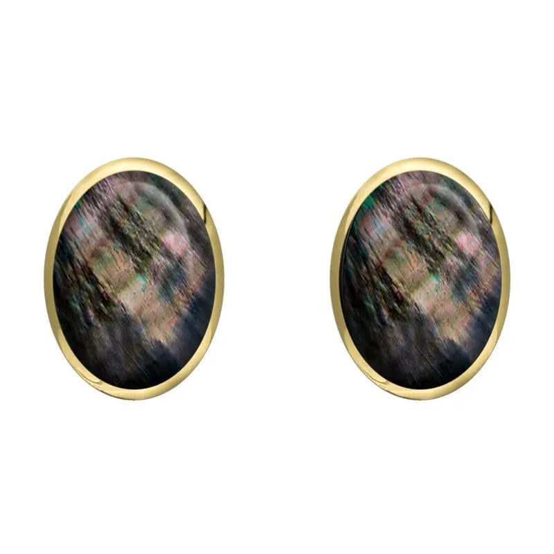 9ct Yellow Gold Dark Mother of Pearl 8 x 10mm Classic Large Oval Stud Earrings sold by Jura Watches