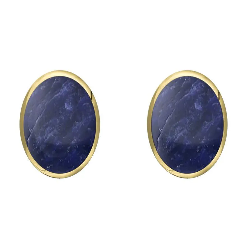 9ct Yellow Gold Sodalite 8 x 10mm Classic Large Oval Stud Earrings sold by Jura Watches