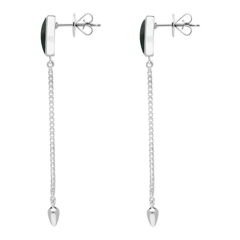 Sterling Silver Bloodstone Lineaire Long Drop Stud Earrings sold by Jura Watches product image thumbnail 2