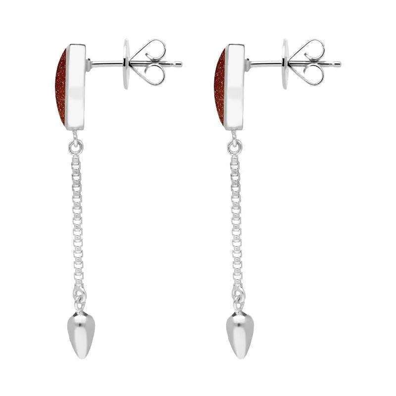 Sterling Silver Brown Goldstone Lineaire Medium Drop Stud Earrings sold by Jura Watches product image thumbnail 2