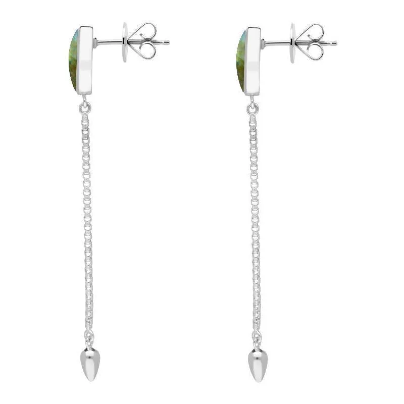 Sterling Silver Labradorite Lineaire Long Drop Stud Earrings sold by Jura Watches product image thumbnail 2