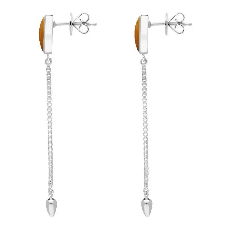 Sterling Silver Tigers Eye Lineaire Long Drop Stud Earrings sold by Jura Watches product image thumbnail 2
