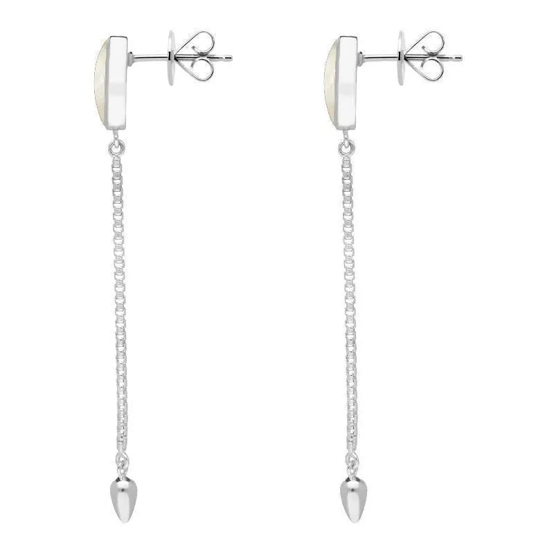 Sterling Silver White Mother Of Pearl Lineaire Long Drop Stud Earrings sold by Jura Watches product image thumbnail 2