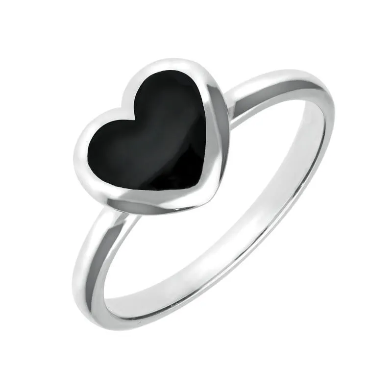 Sterling Silver Whitby Jet Heart Ring sold by Jura Watches