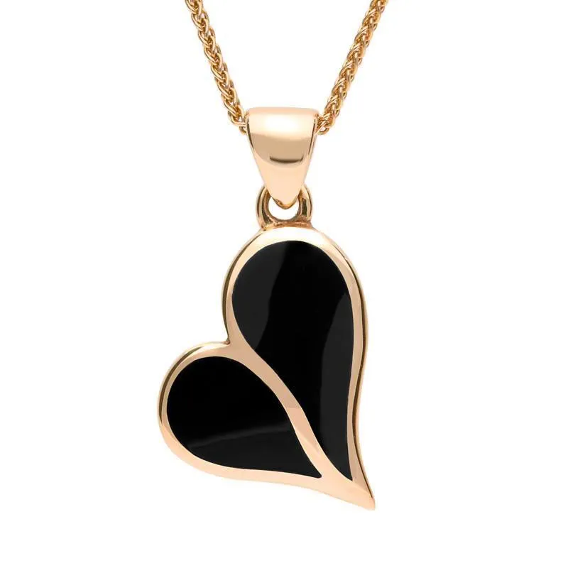 9ct Rose Gold Whitby Jet Split Heart Necklace sold by Jura Watches