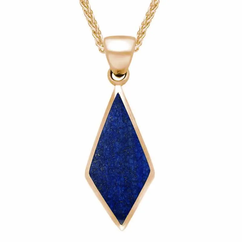 9ct Rose Gold Lapis Lazuli Diamond Shaped Necklace sold by Jura Watches