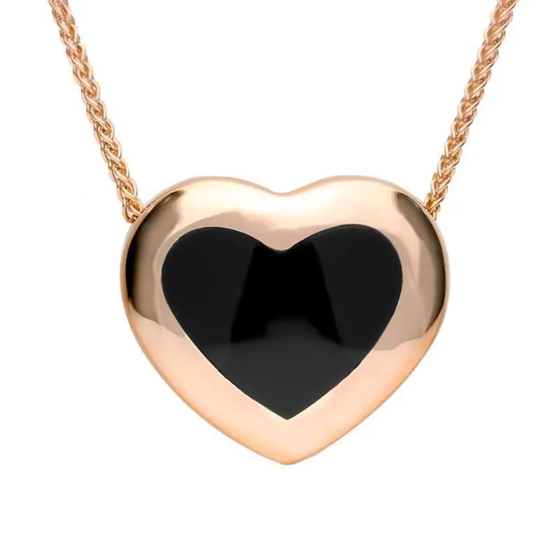 9ct Rose Gold Whitby Jet Framed Heart Necklace sold by Jura Watches