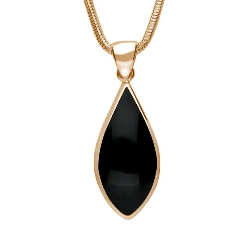 9ct Rose Gold Whitby Jet Pointed Pear Necklace sold by Jura Watches